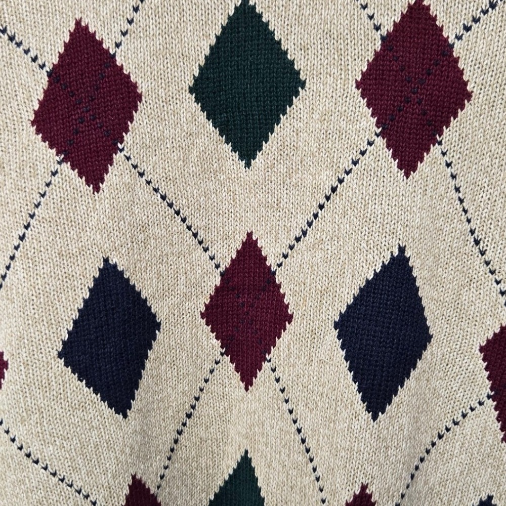 Vintage 90s Gulf Traders‎ Sweater Men Large Argyle Grandpa Retro Preppy Academia - Picture 3 of 6